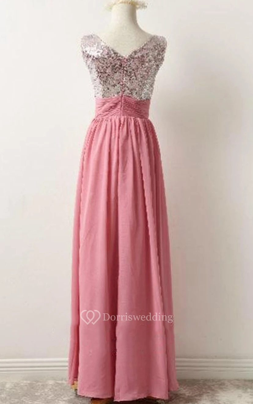 V-neck Chiffon Dress With Sequins view 2