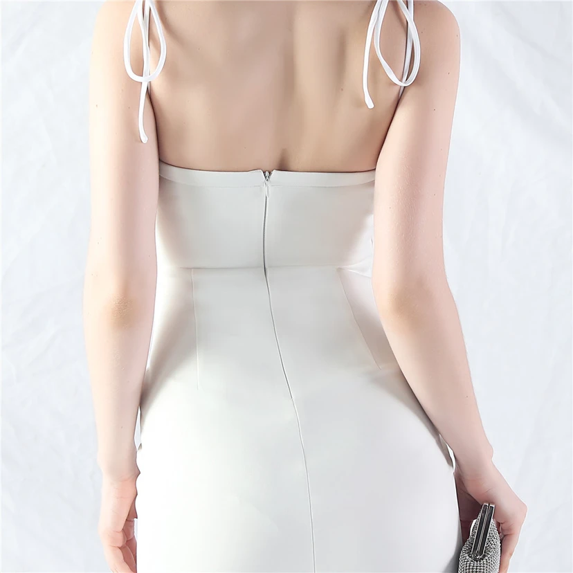 Vestido de noche de satén con cintura y orejas fijas, nueva tendencia, con dos métodos de atado de cuerda. view 57