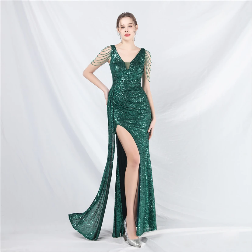Cross-Border Dress Crafted Custom-Made Beaded Sequined Long Evening Dress view 12