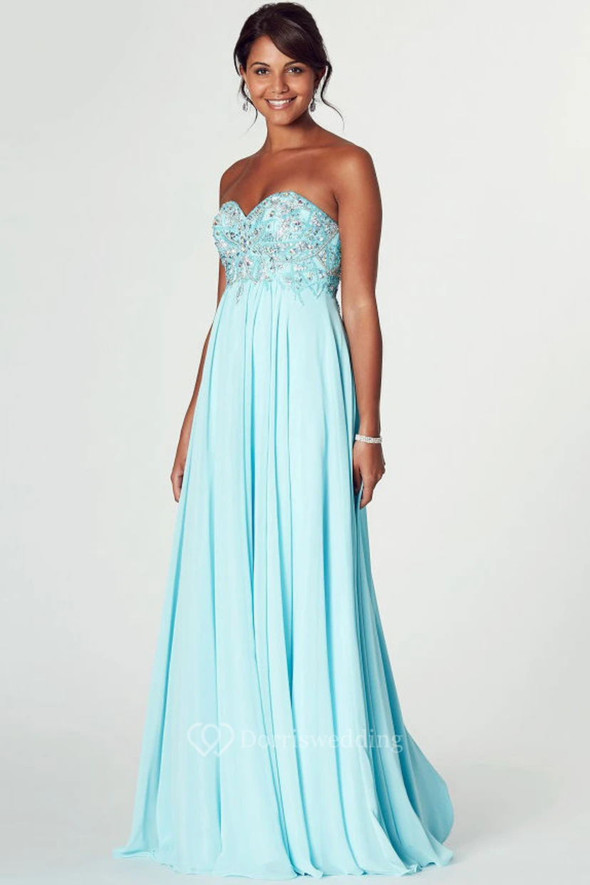 Sweetheart Sleeveless Beaded Chiffon Prom Dress