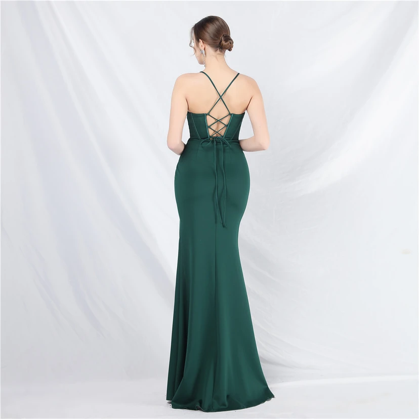Vestido de noche de alta gama con tirantes y chaleco tipo espina de pescado Palace view 14