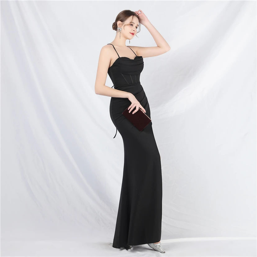 Vestido de noche de alta gama con tirantes y chaleco tipo espina de pescado Palace view 22