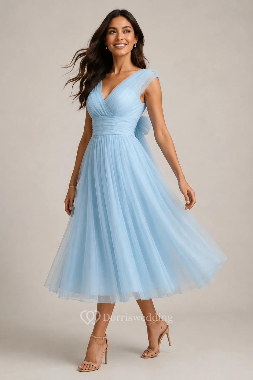 Charming Bow Detail Chiffon Ball Gown view 6