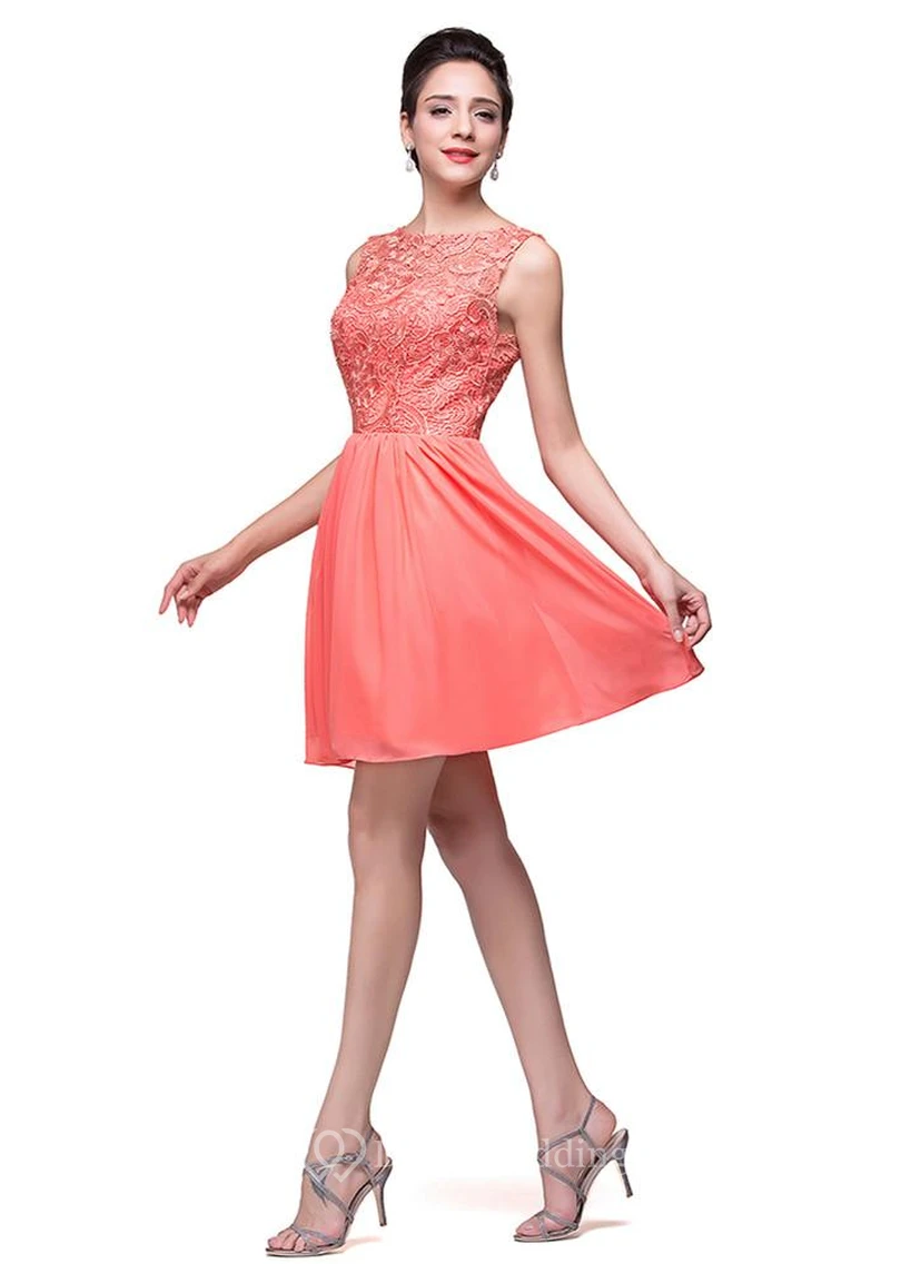 Lovely Lace Sleeveless Hoemcoming Dress Short Chiffon view 3