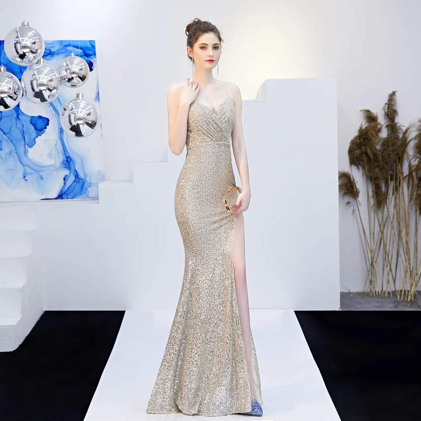 Märchenhaftes, verträumtes Promi-Party-, sexy, langes, schlankes Abendkleid mit Meerjungfrauenschnitt view 41