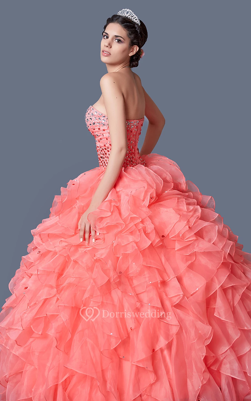 Ombre Ruffled Organza Quinceanera Dress view 3