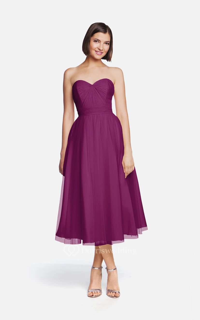 Tulle Tea-Length Angelic Dress With Sweetheart Neck view 12