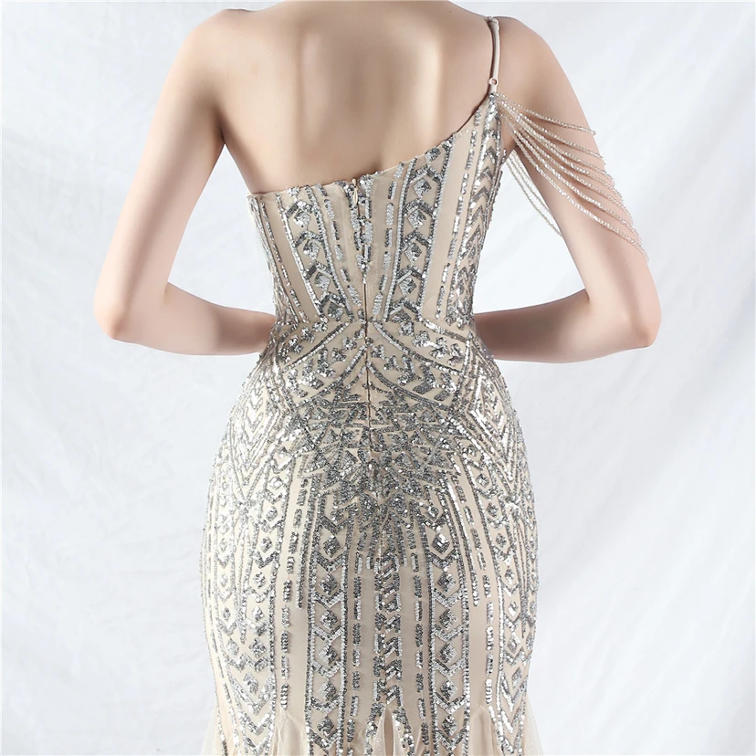 Robe de soirée haut de gamme ornée de perles de positionnement, de fleurs et de broderies en tulle. view 28