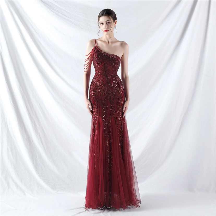 Robe de soirée haut de gamme ornée de perles de positionnement, de fleurs et de broderies en tulle. view 32