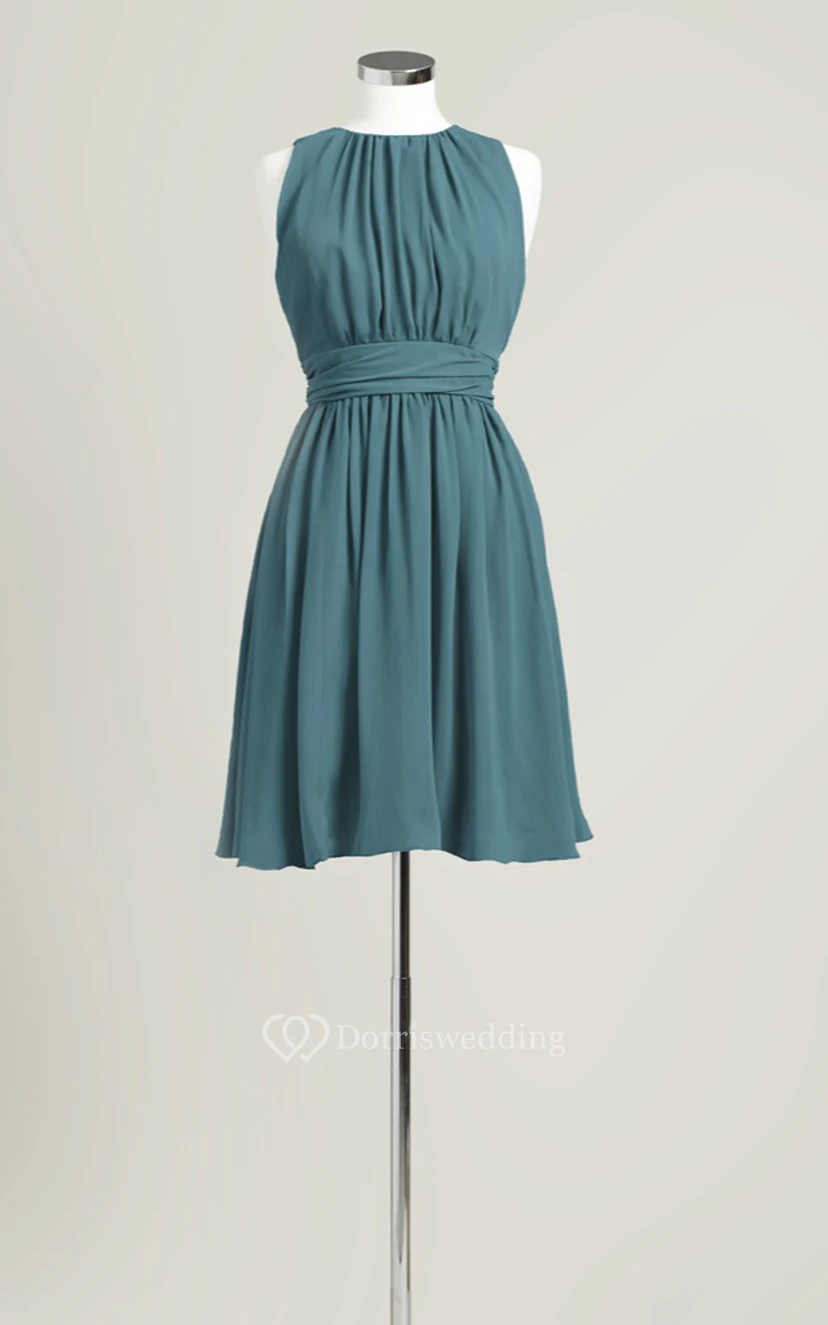 Sleeveless A-Line Short Dress With Jewel Neck view 14