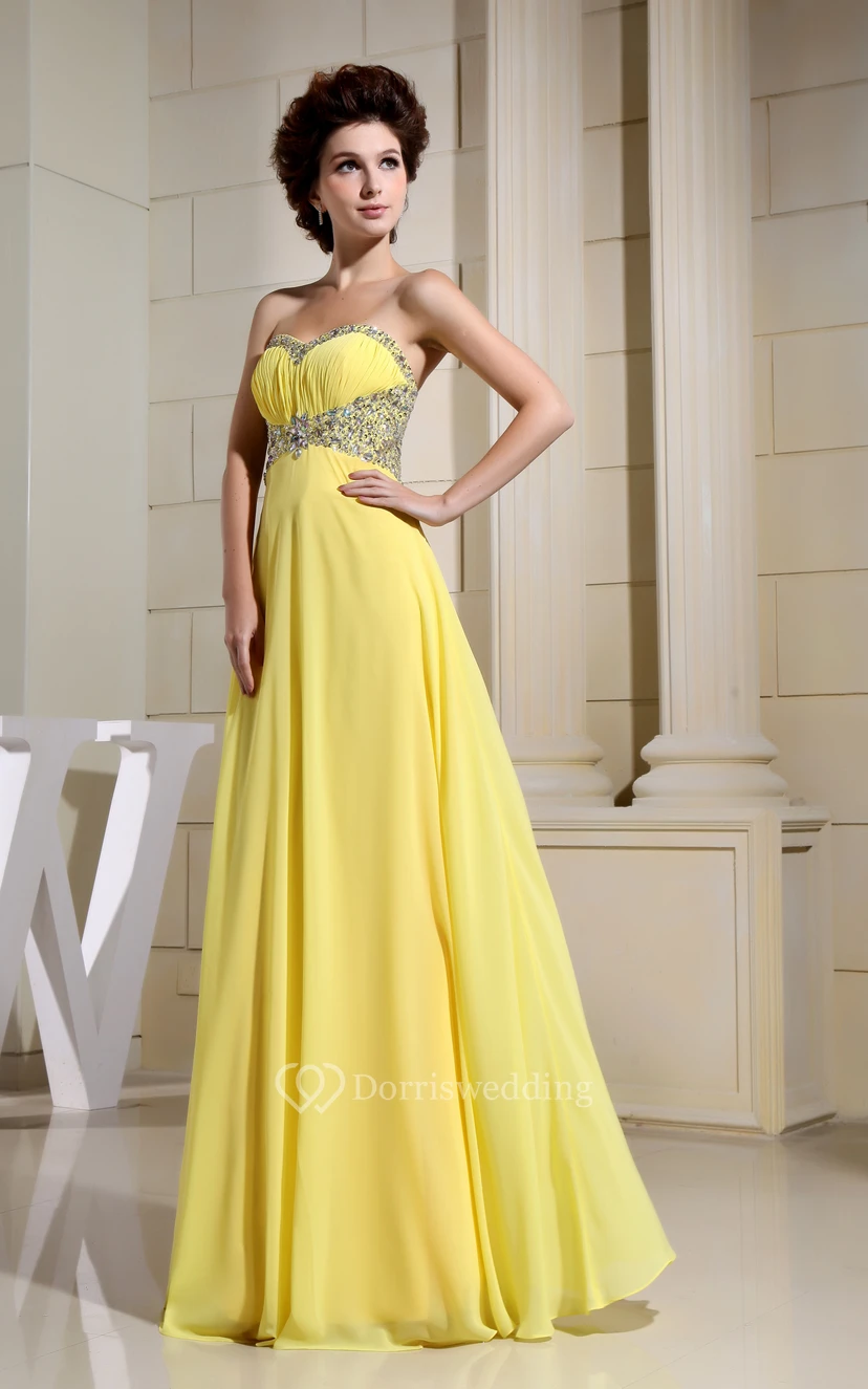 Adorable Chiffon Maxi Dress With Ruching and Beading view 3