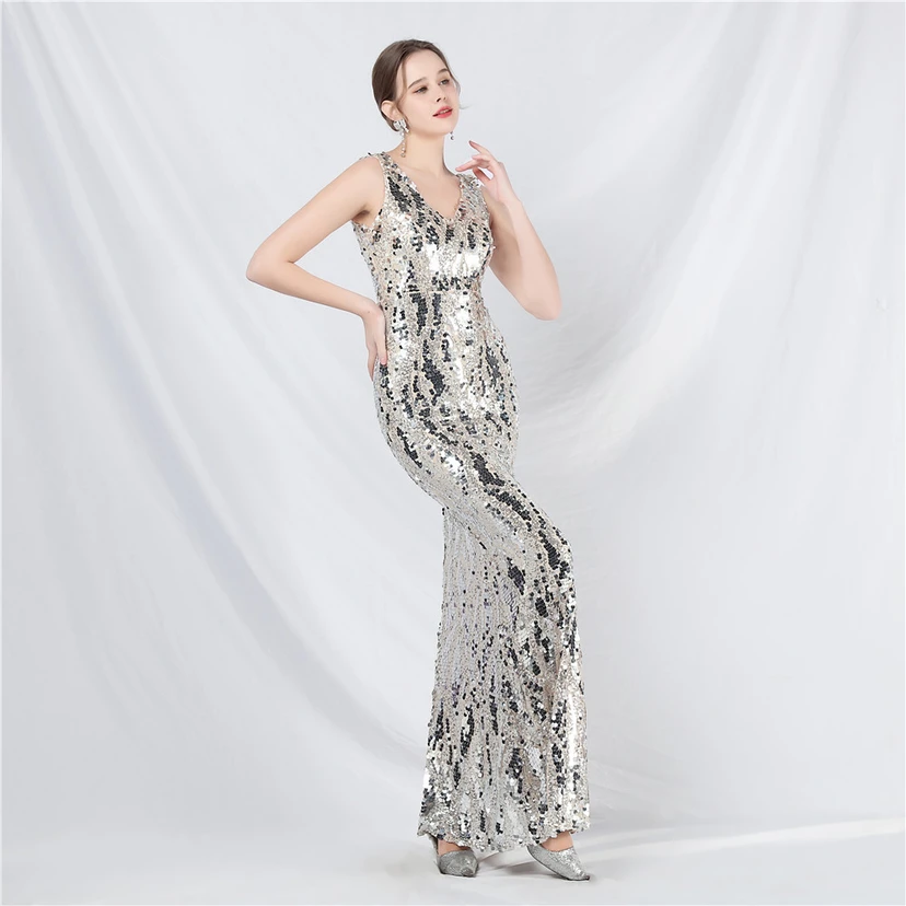 Robe de soirée longue à sequins irisés, nouvelle création view 19