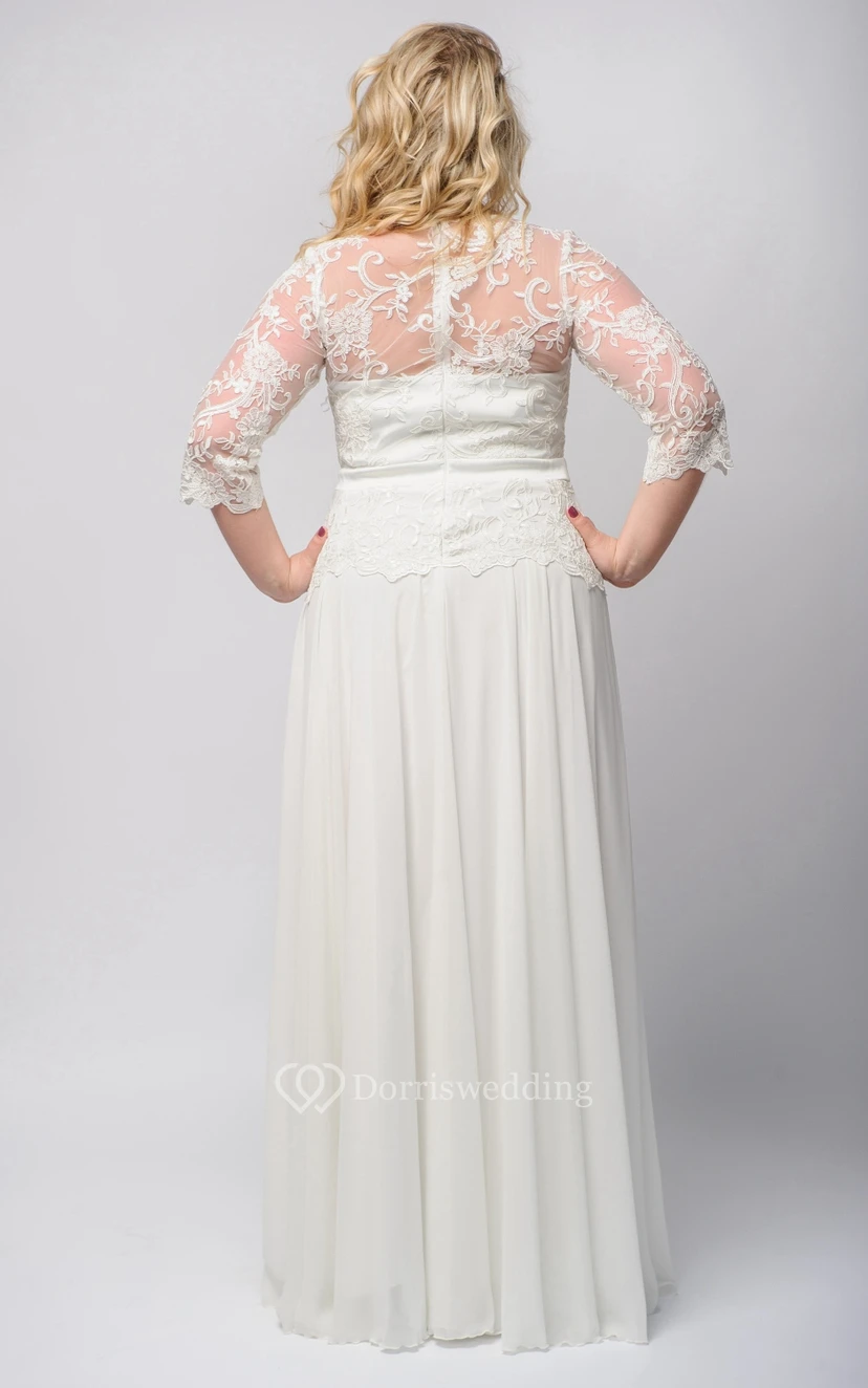 Robe longue empire bateau 3 Empire en mousseline de soie et dentelle illusion view 2