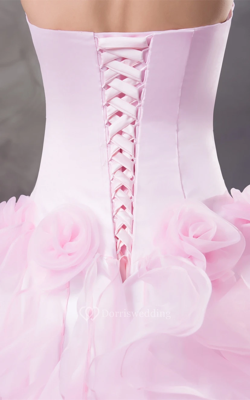 Pastel Ruffled Front-Split Halter and Dress With Flower view 5