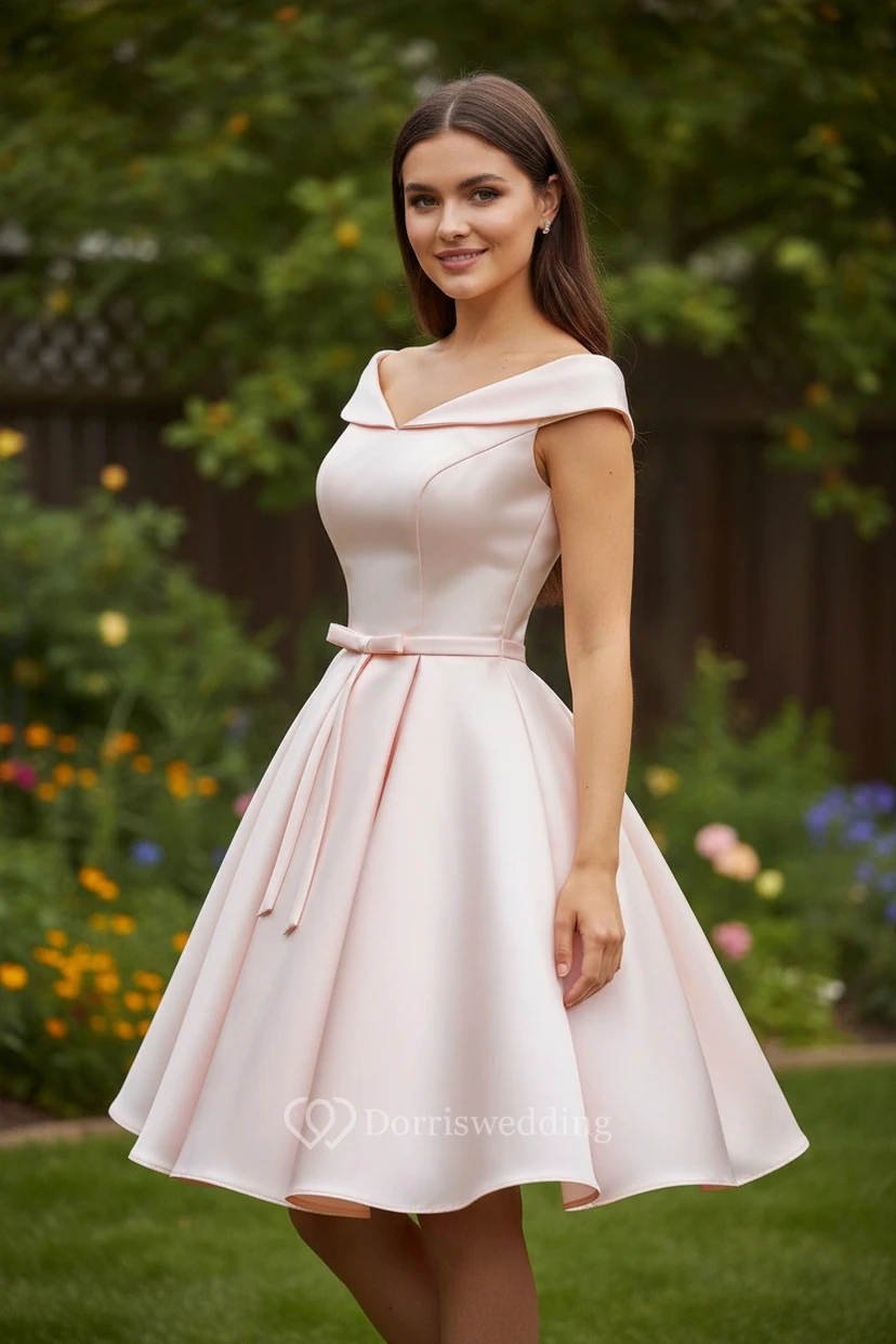 Classic Satin Tea-Length Homecoming Dress