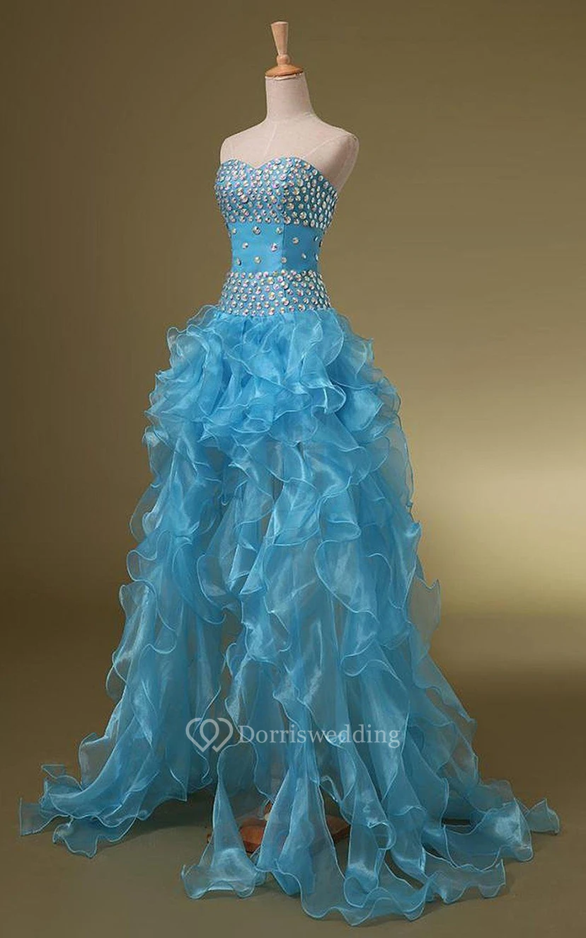 Sweetheart Asymmetrical A-line Dress With Sequins view 2