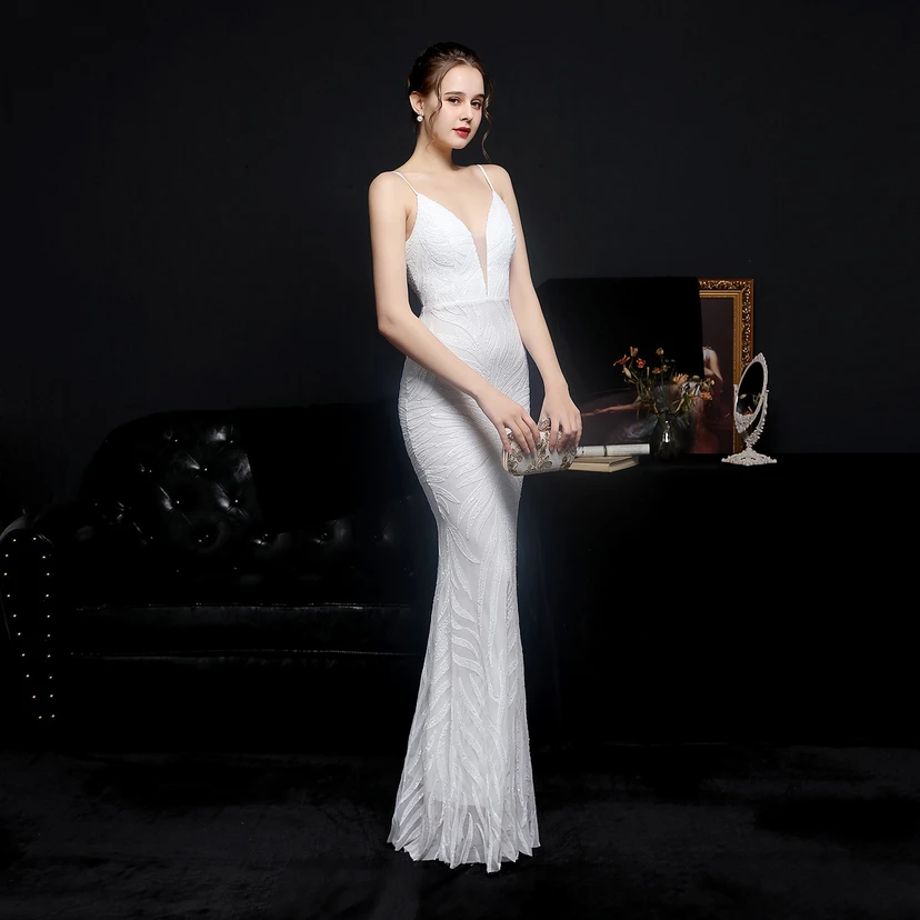 Sequined Fishtail Long Dress Performance Internet Celebrity Event Banquet Car Model Etiquette Evening Dress view 11
