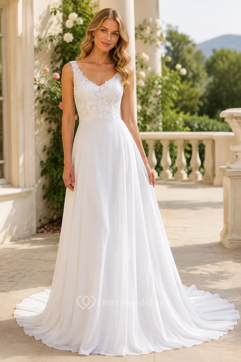 Ärmelloses, drapiertes, rückenfreies Chiffonkleid view 2