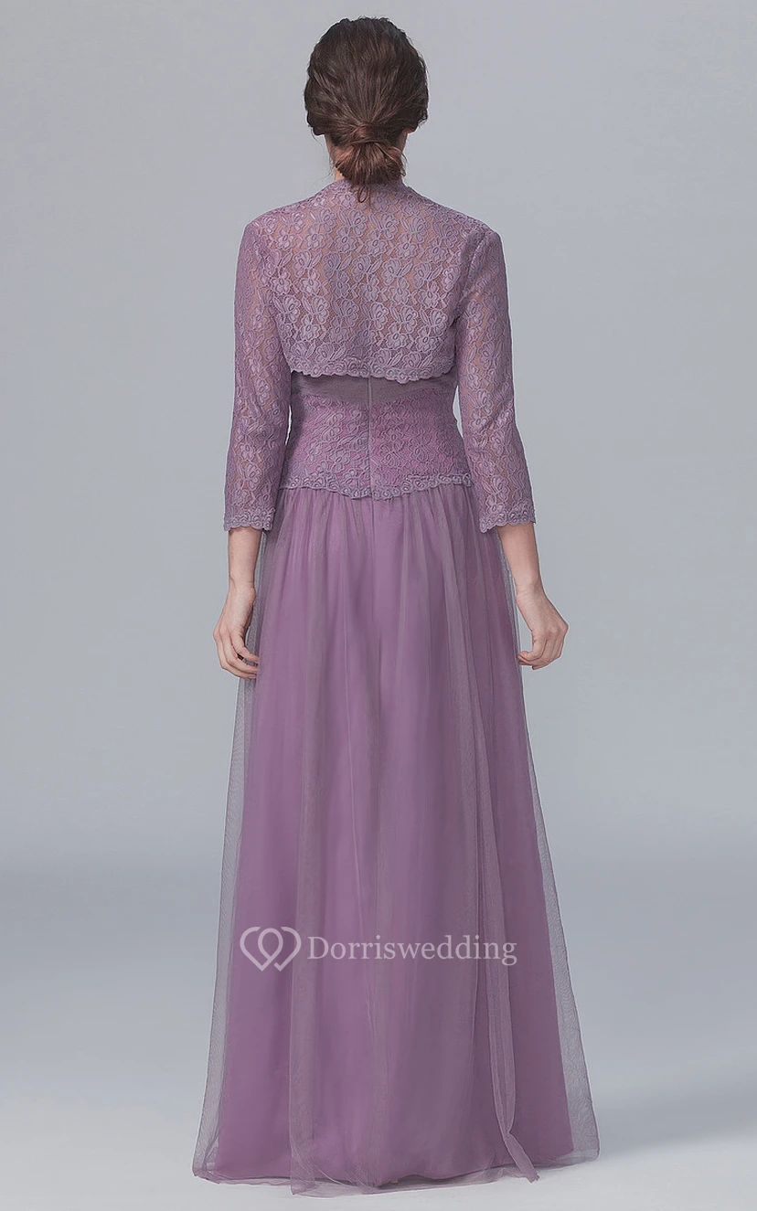 Robe bustier trapèze avec veste en dentelle à 3 ou 4 manches view 2
