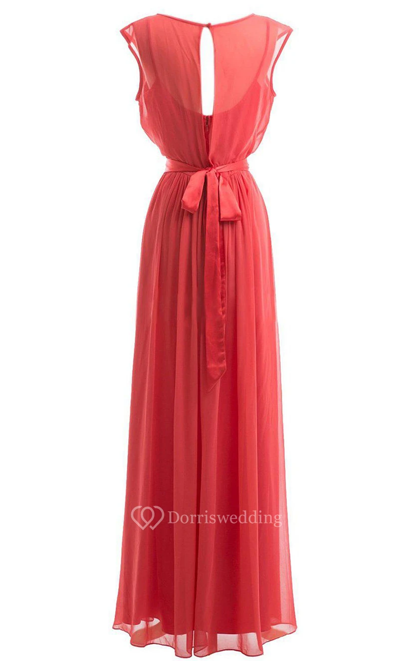 Chiffonkleid mit kurzen Ärmeln und transparentem Oberteil view 3