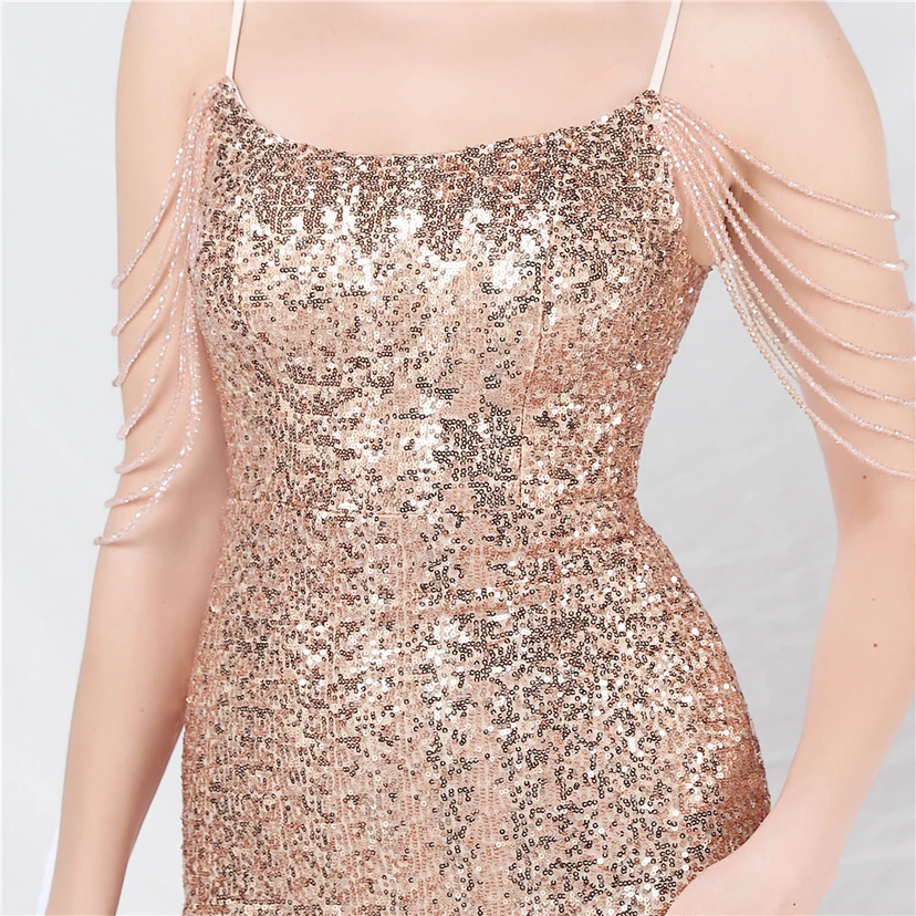 Robe de soirée longue à sequins et perles fantaisie view 63