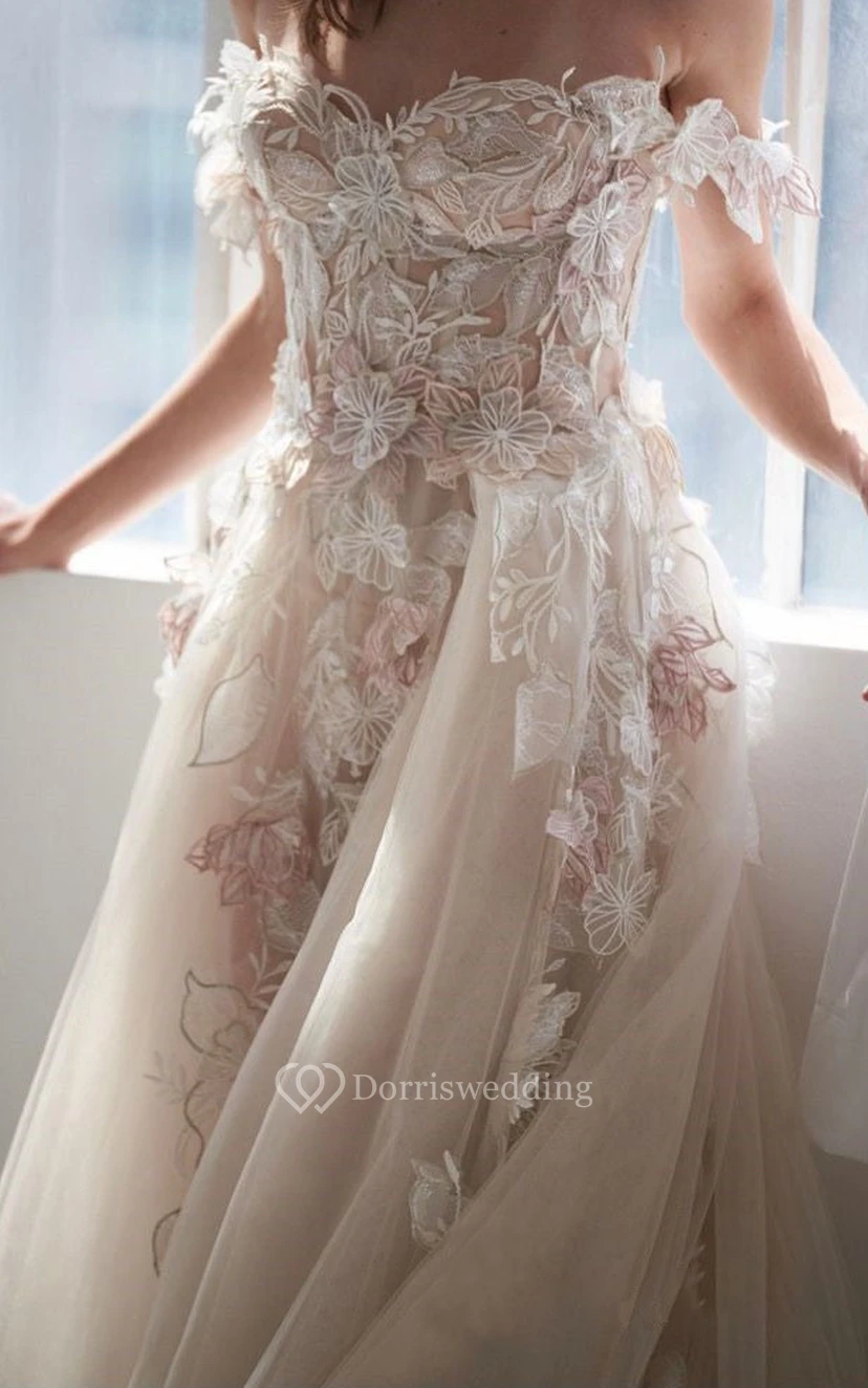 Bohemian Fairy Lace Wedding Dress | Country Plus Size Viking Floral Bridal Gown view 3