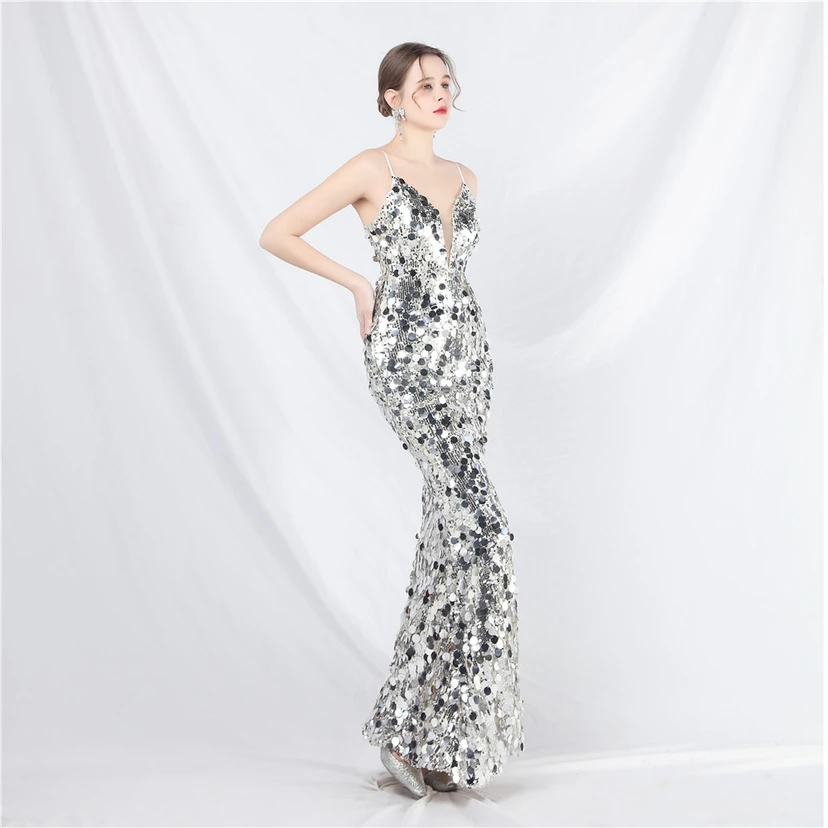 Robe de soirée longue à bretelles haut de gamme view 27