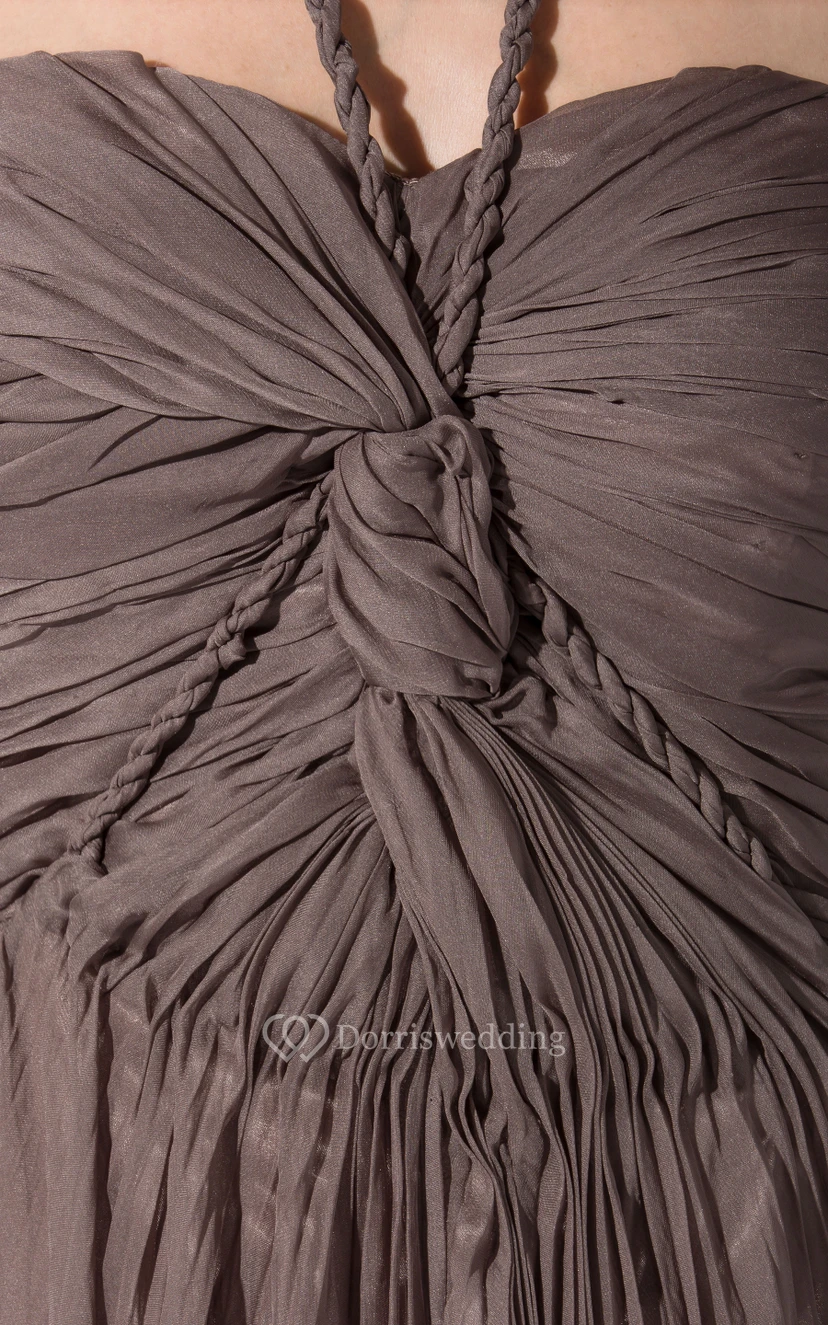 Chiffon Strapless Long Dress With Overall Pleating view 2
