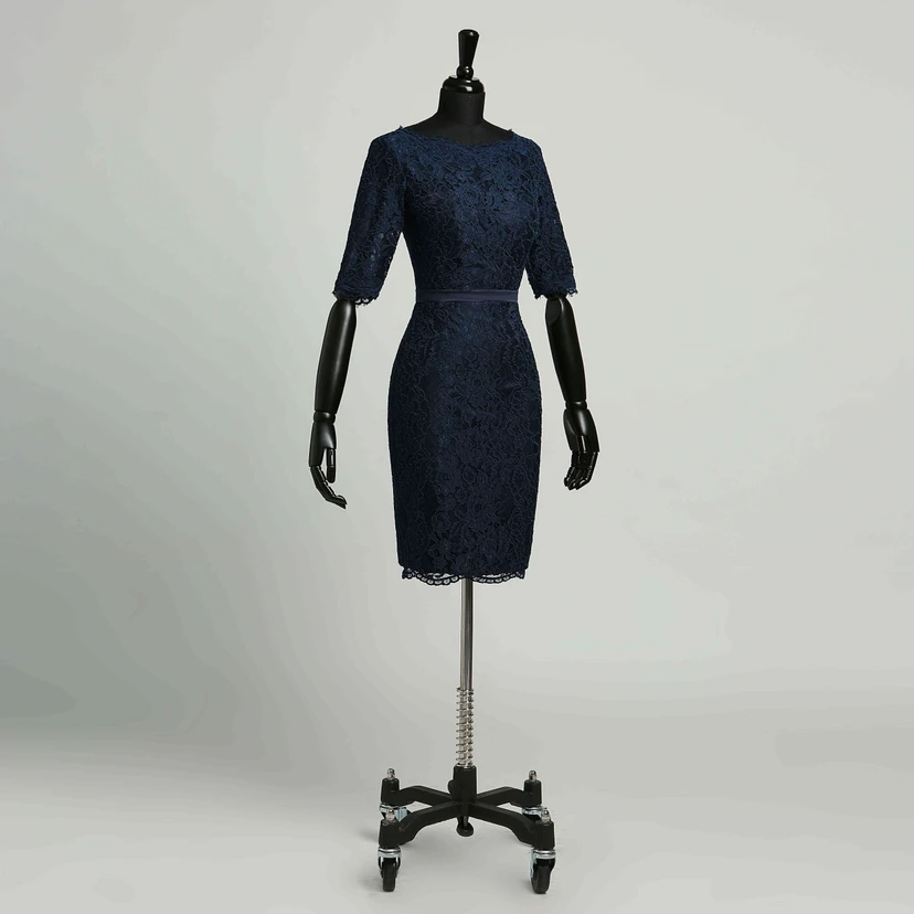 Bodycon 3-4 Length Sleeve Knee-length Zipper Vintage Lace Dress with Lace view 3