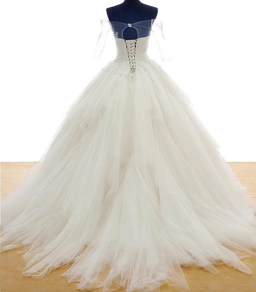 Tulle A-Line Sweetheart Sleeveless Dress With Lace-Up Back view 3