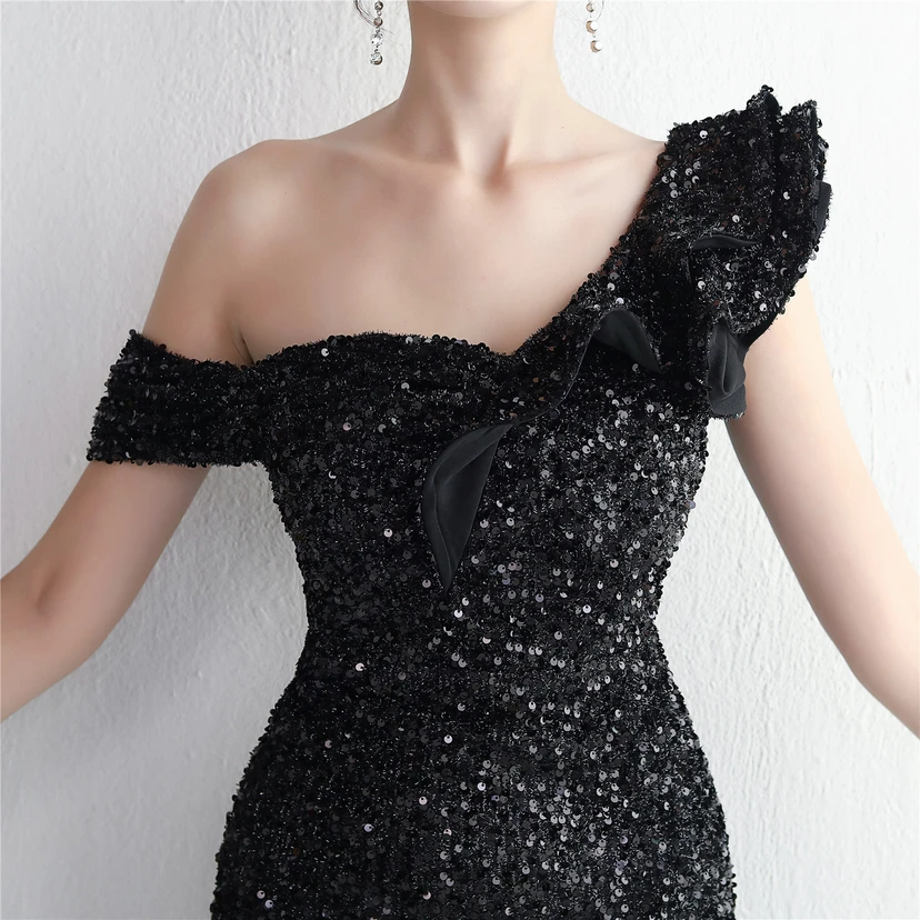 Imitation, handgefertigt, Pailletten, schulterfrei, Dankeschön-Bankett, schmaler Meerjungfrauenrock, Hochzeitsauto-Modellausstellung, Prominentenbankett view 8