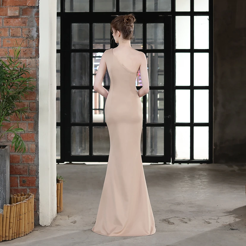 Toast Dress Bride Long One-Shoulder Thank-You Banquet Slim Fishtail Skirt Wedding Car Model Exhibition Dress view 33