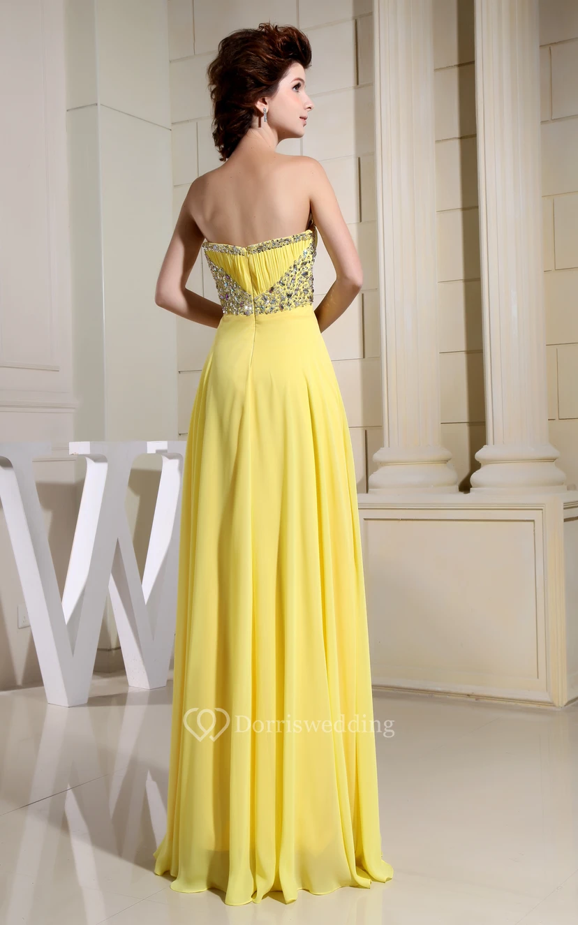 Adorable Chiffon Maxi Dress With Ruching and Beading view 8