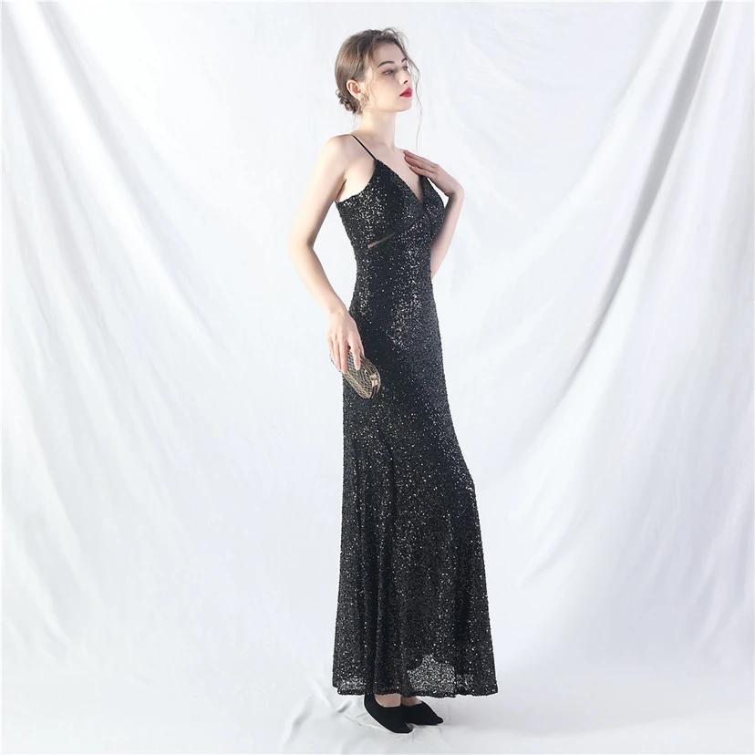 Robe longue trapèze évasée à paillettes, modèle phare du quotidien view 31