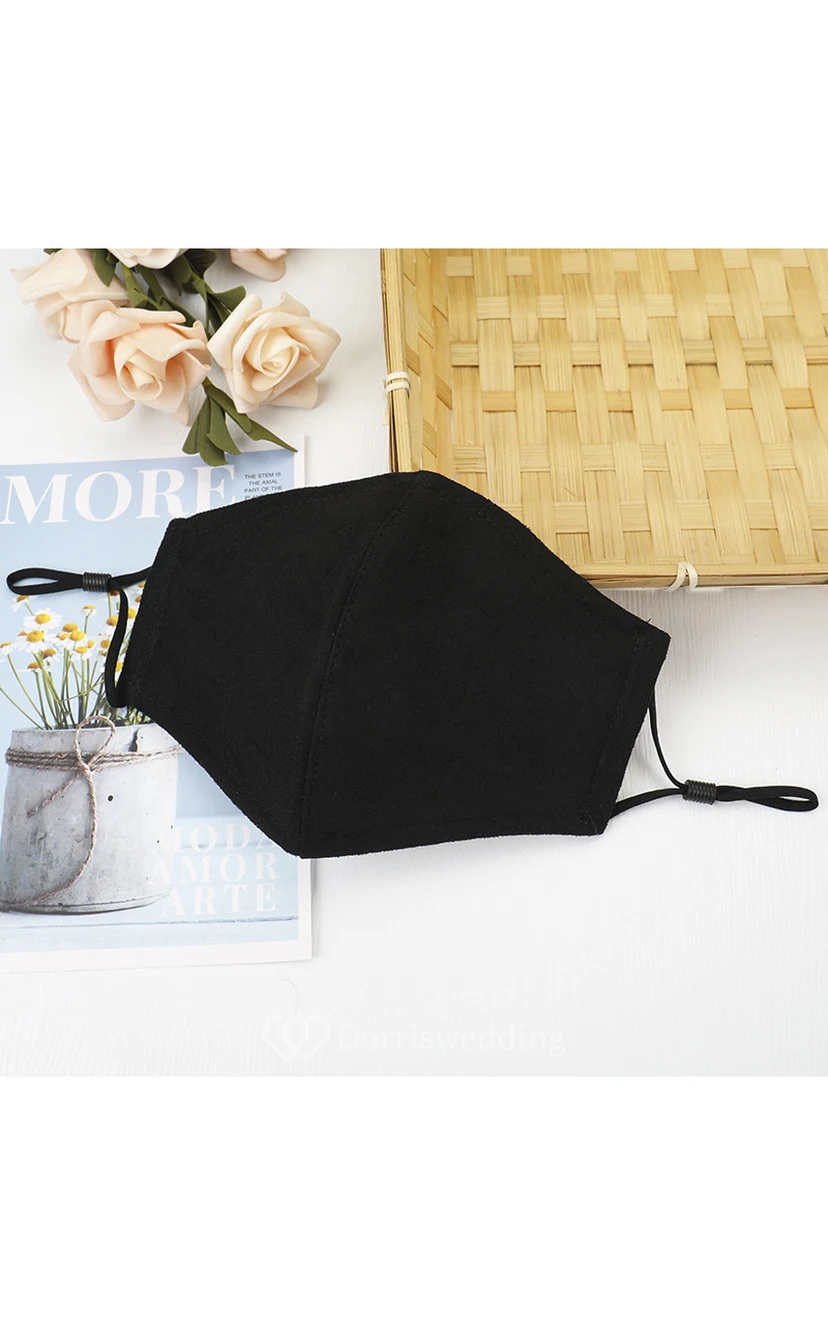 Non-medicial Faux Suede Pure Color Thick Cotton Washable Face Mask In 5 Colors view 5