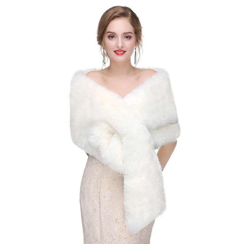 Bridal Winter Warm Wool Cape Fur Wedding Dress Fox Fur Waistcoat view 44