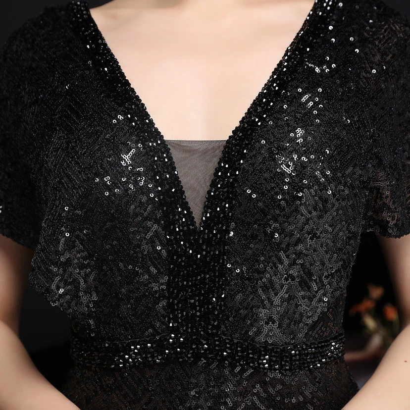 Vestido de noche elegante de otoño con cola de pez, lentejuelas a cuadros, ideal para banquetes. view 34