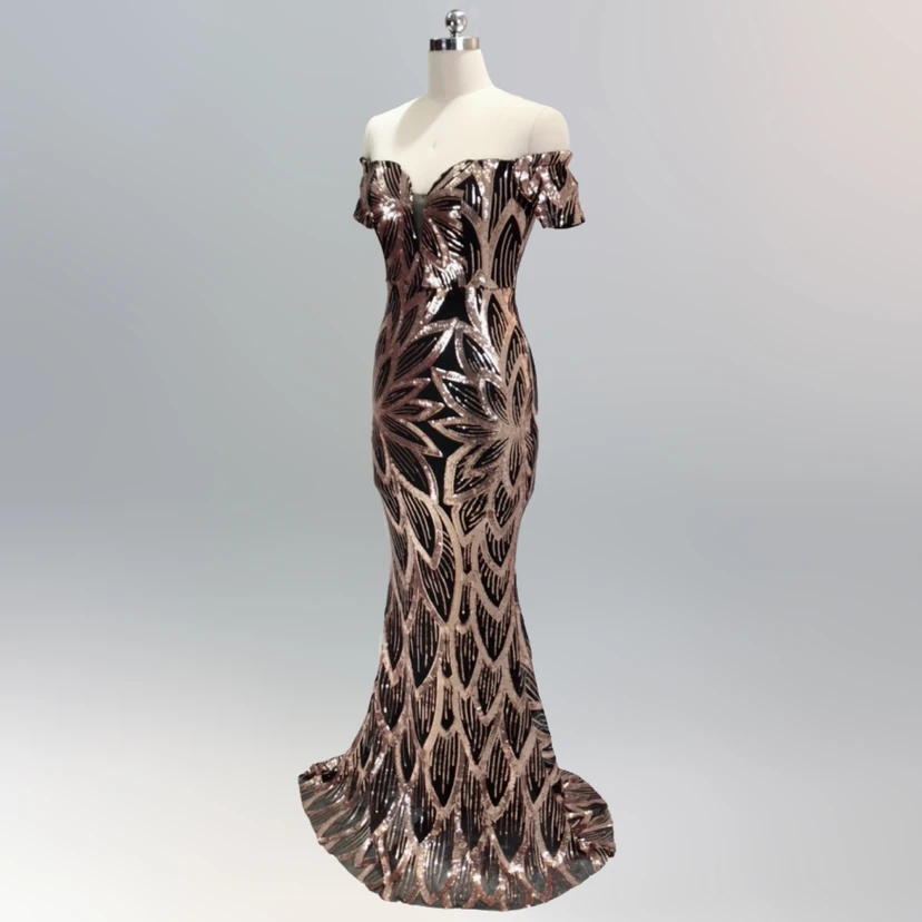 Vestido asimétrico largo de cola de sirena con lentejuelas, vestido de noche que estiliza la figura, vestido de gala, vestido de anfitriona view 11