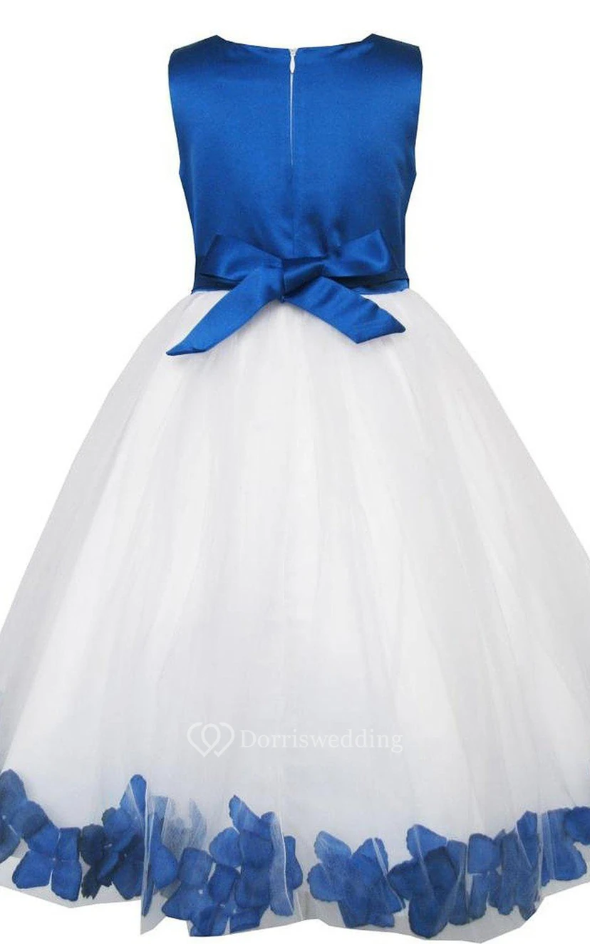 Vestido sin mangas de corte A con pétalos y lazo view 3