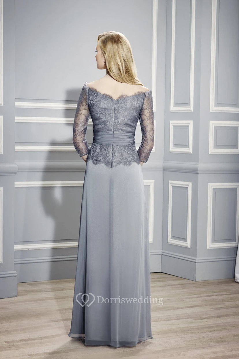 3-4 Ärmel, V-Ausschnitt, appliziertes Jersey-Abendkleid mit Drapierung view 2
