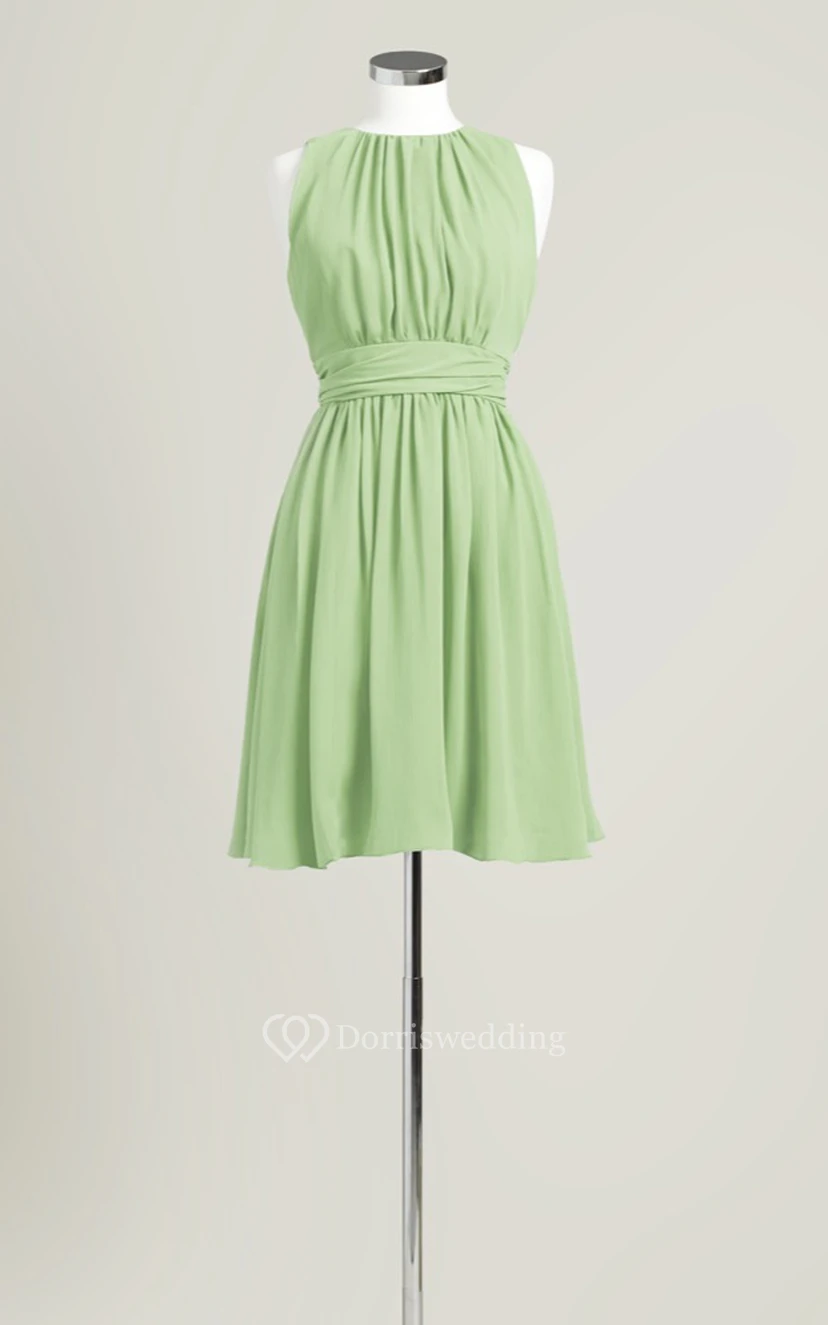 Sleeveless A-Line Short Dress With Jewel Neck view 16