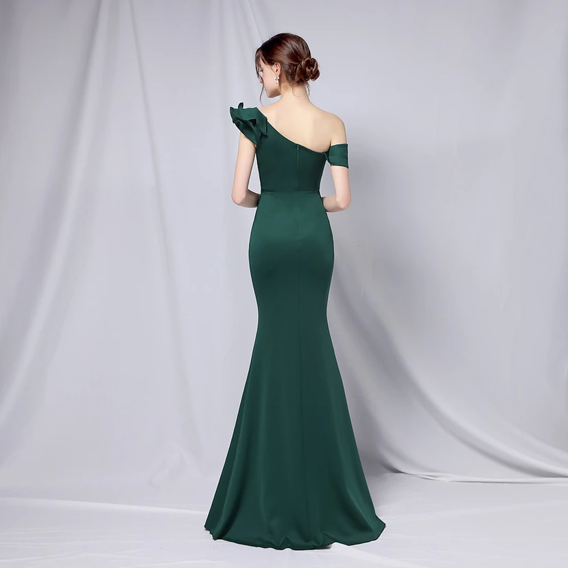 Sechsfarbiges, einseitig schulterfreies Abendkleid für festliche Anlässe, langes, elegantes, figurbetontes und sexy Meerjungfrauenkleid view 2
