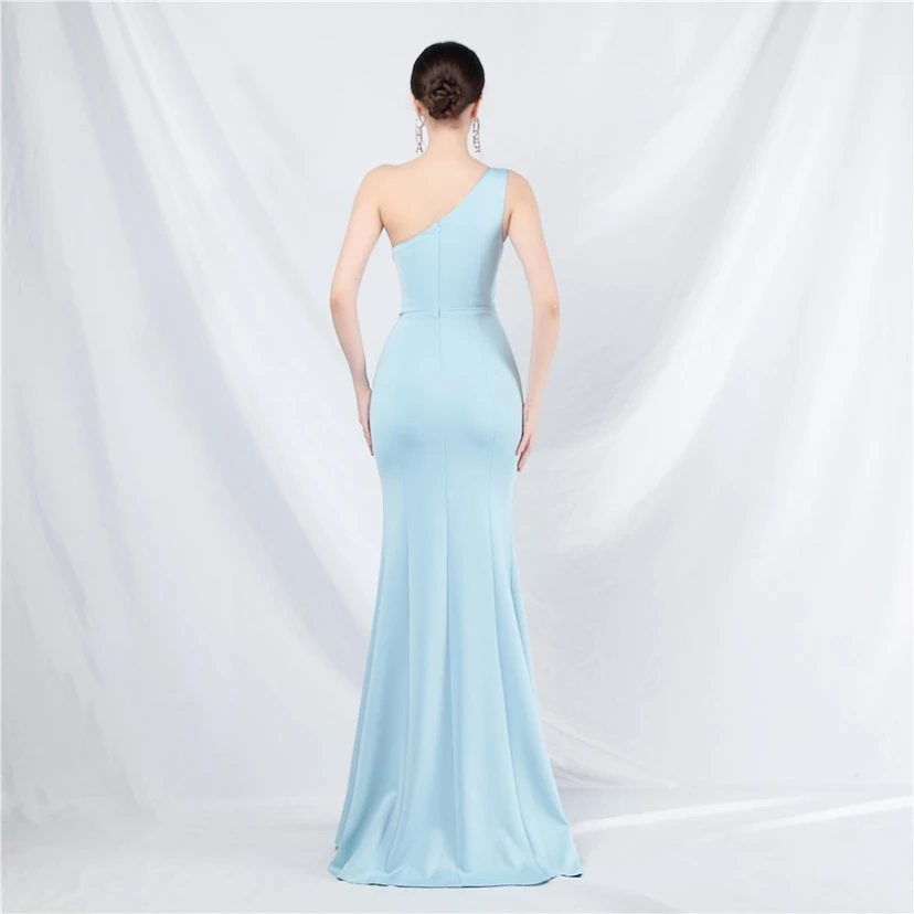 Unique Fashion Flower Design Simple And Elegant One-Shoulder Long Dress High-End Evening Dress view 60