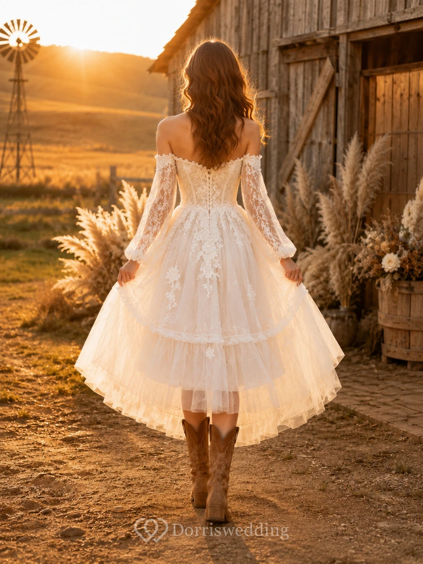 Robe de mariée de maternité à col en V et manches courtes, style simple, idéale pour la plage view 2