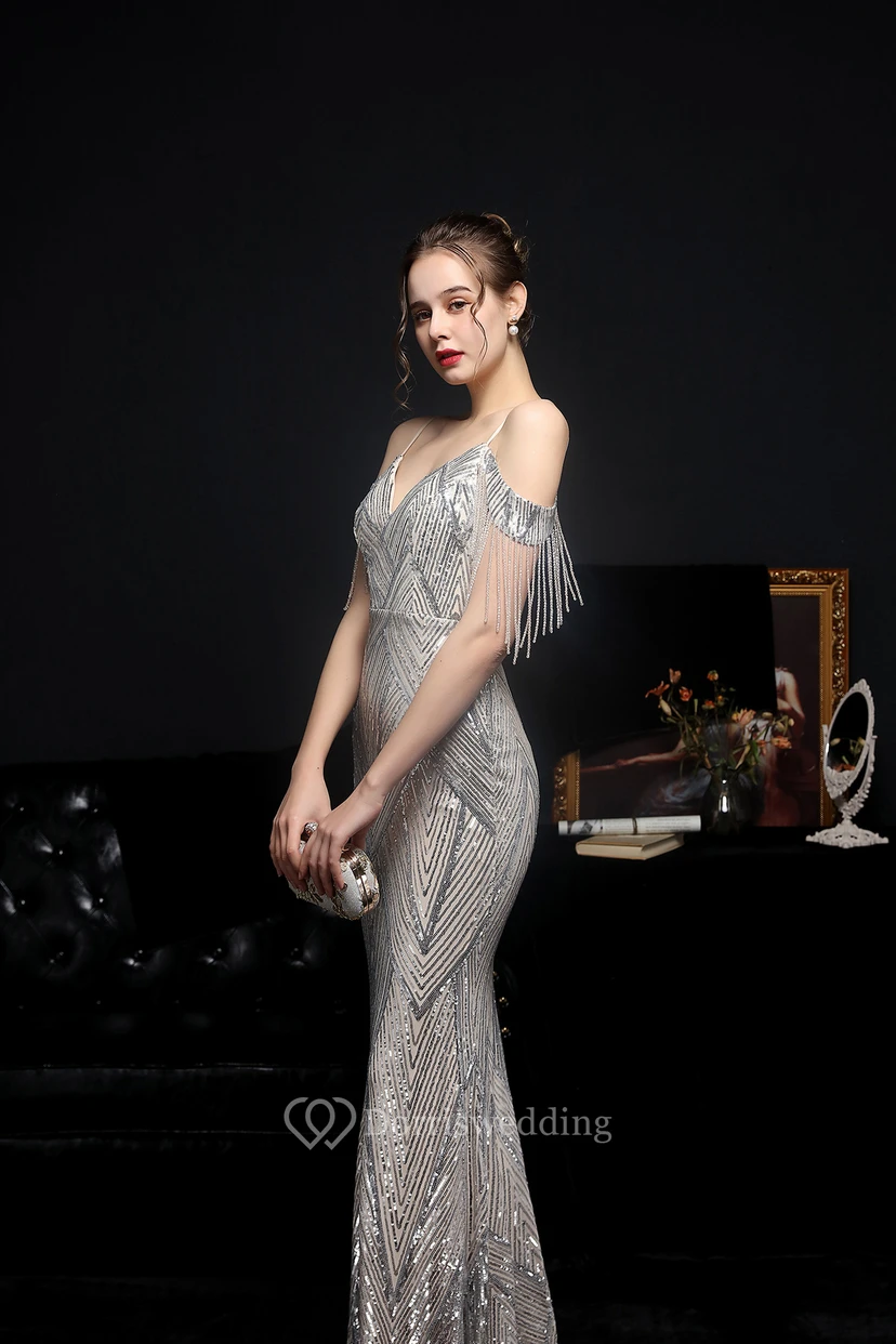 Sequined Fishtail Long Dress Performance Internet Celebrity Event Banquet Car Model Etiquette Evening Dress view 41
