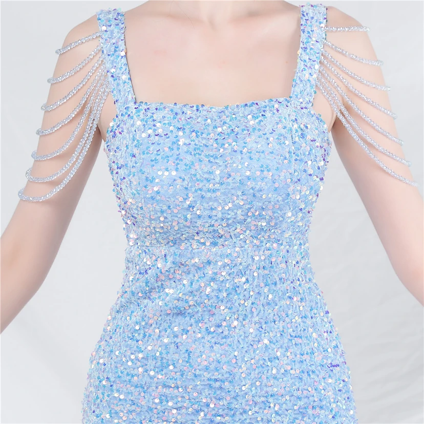 Craft Sequined Velvet Bottom Imitation Handmade Fantasy Sequin Evening Dress Daily Mini Dress view 59
