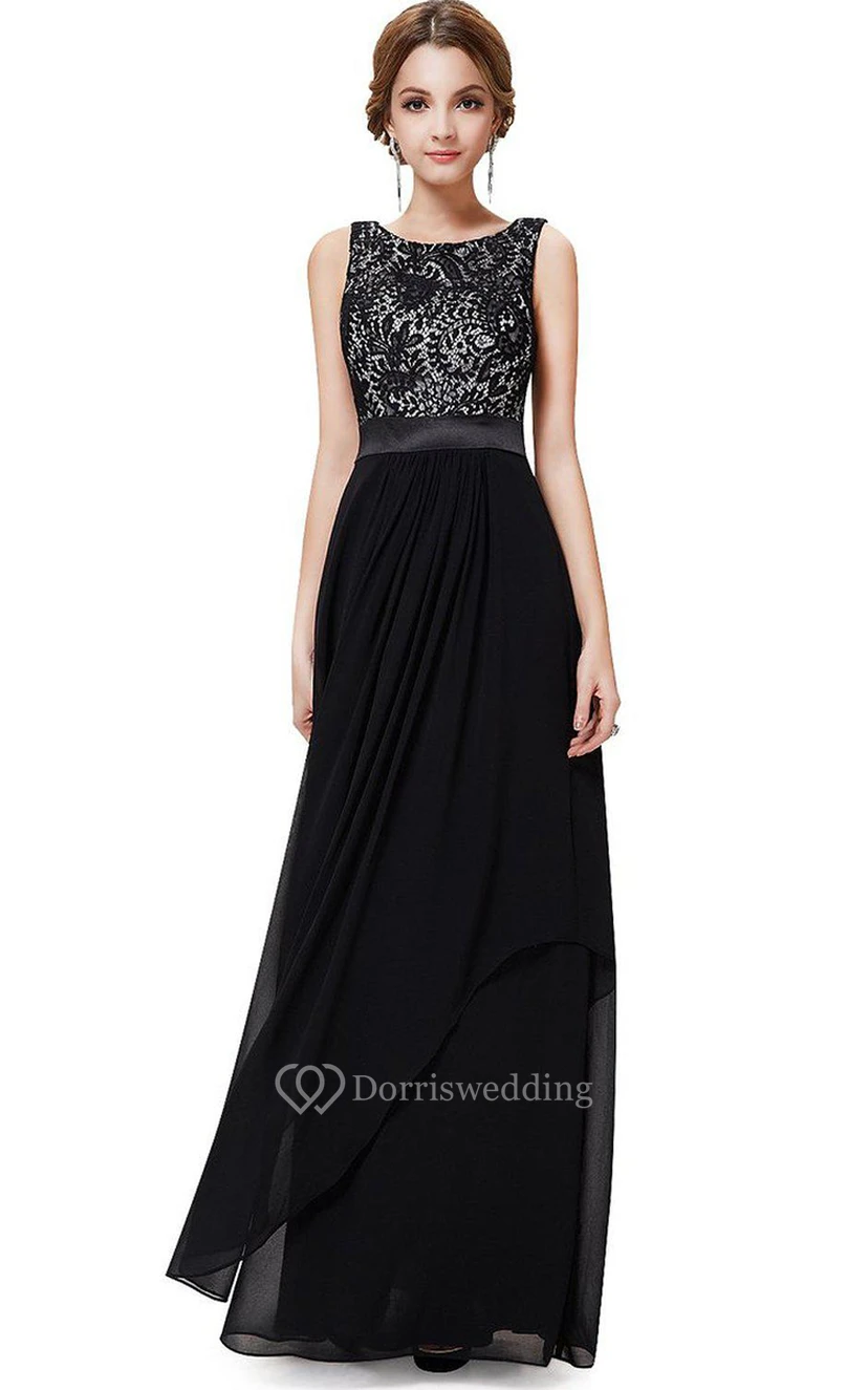 Robe sans manches en mousseline avec corsage en dentelle