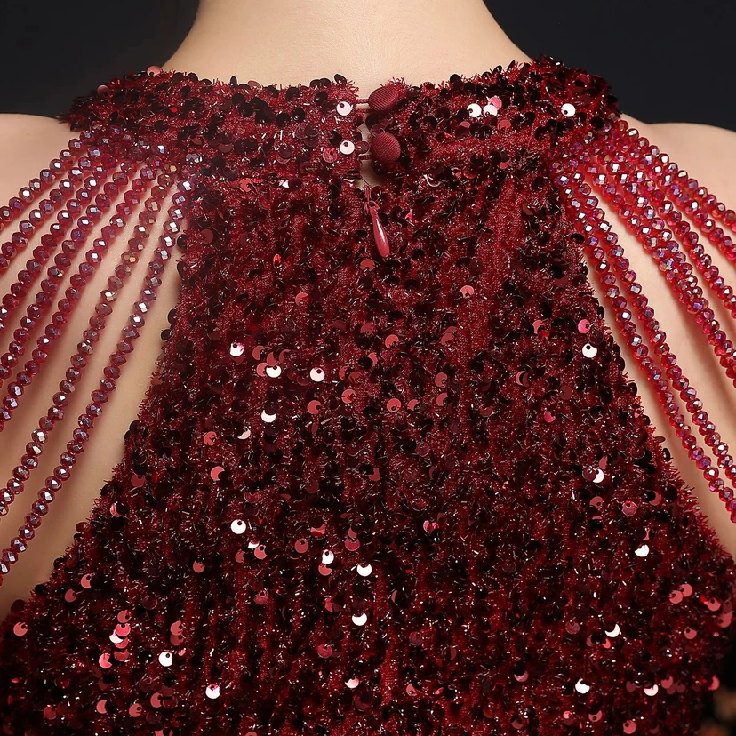 Robe de soirée féérique à sequins colorés, robe courte style féerique pour banquet ou réception. view 18