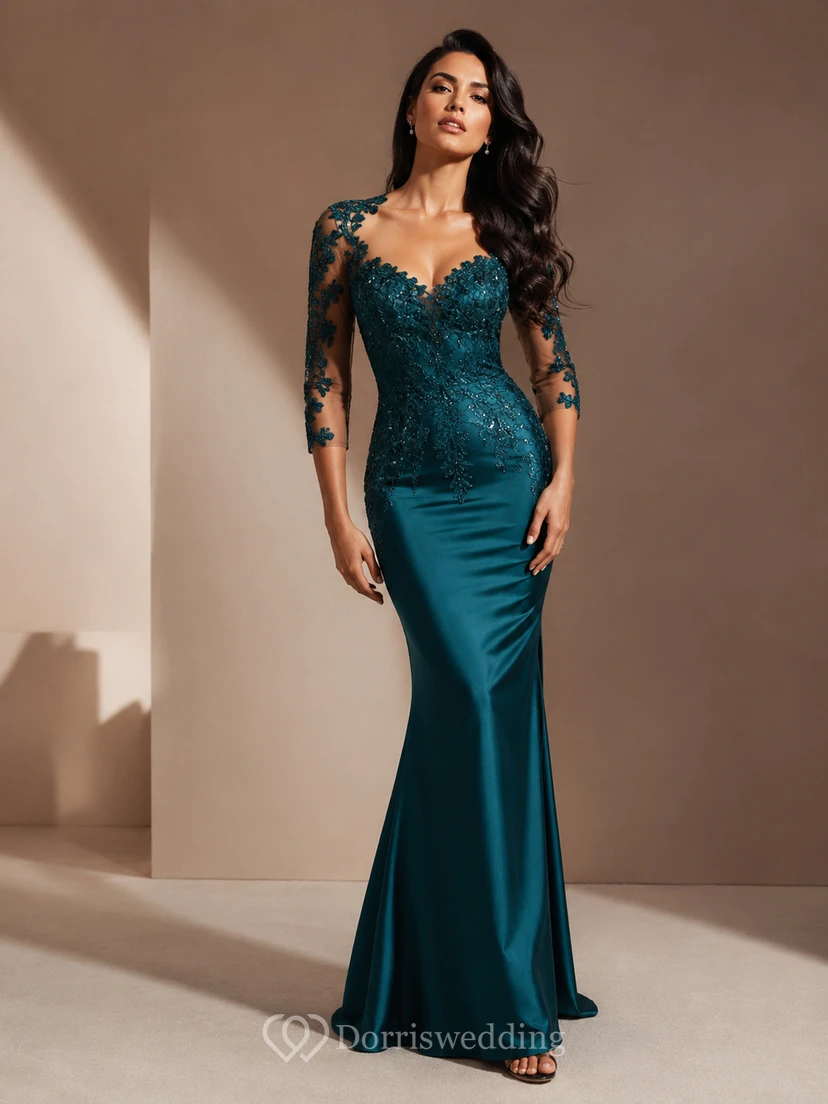 Vestidos de fiesta de noche de gasa con encaje rojo y vestidos de graduación de manga corta en oferta. view 7