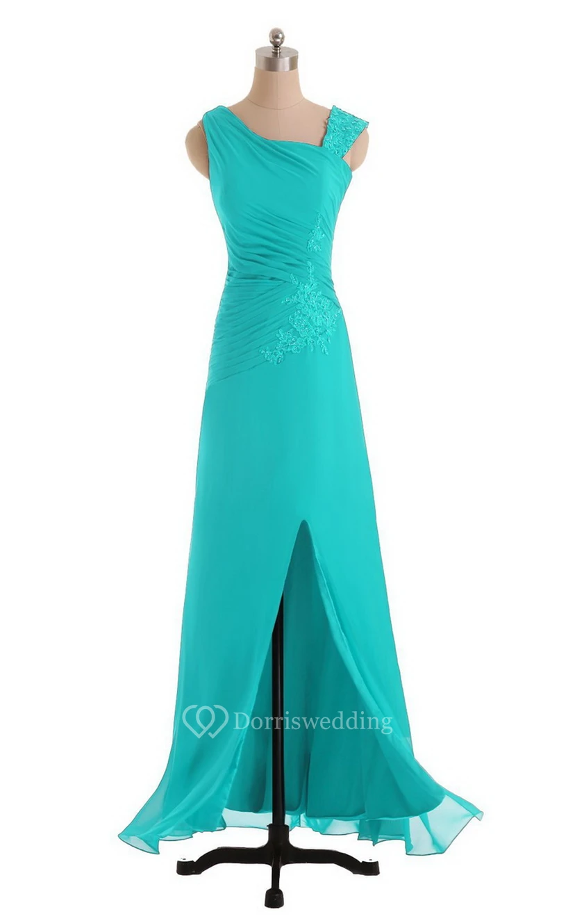 Sleeveless Chiffon Dress With Front Slit and Ruching view 10